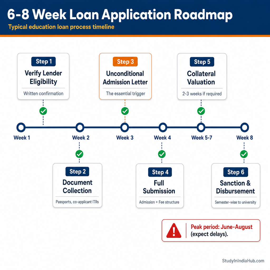 StudyInIndiaHub.com — 6-8 Week Loan Application Roadmap